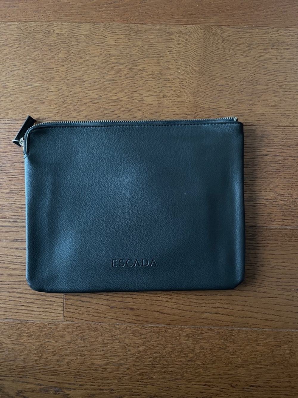 Escada Black Leather Toiletry Pouch with Top Zip